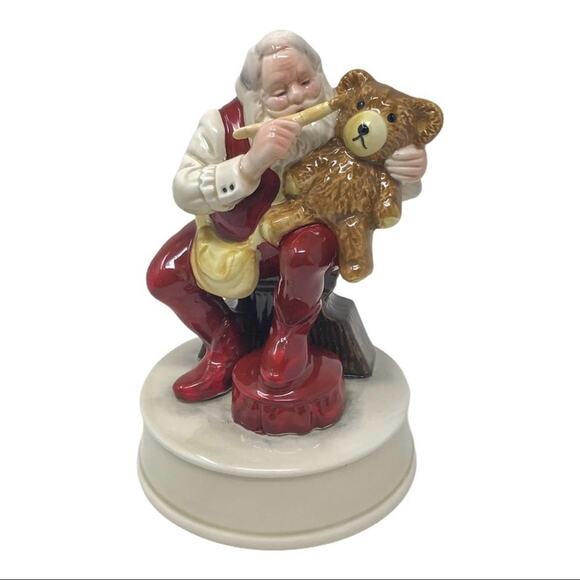 Otagiri Musical Vintage Santa with Teddy Hand-painted Ceramic Figurine - Picture 1 of 6